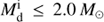 $M_{\mathrm{d}}^{\mathrm{i}}\leq 2.0\,{M_{\odot}}$