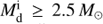 $M_{\rm d}^{\rm i} \ge 2.5\,M_\odot$