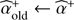 $ \widehat \alpha _{{\rm{old}}}^ + \leftarrow {\widehat \alpha ^ + } $