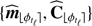 $ \{ {\widehat{\boldsymbol{m}}}_{\lfloor \phi_{t_{\ell}}\rfloor}, {\widehat{\boldsymbol{C}}}_{\lfloor \phi_{t_{\ell}}\rfloor}\}$
