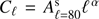 $ {C_\ell } = A_{\ell = 80}^{\rm{s}}{\ell ^{{\mkern 1mu} \alpha }} $