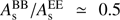 $ A_{\rm{s}}^{{\rm{BB}}}/A_{\rm{s}}^{{\rm{EE}}} \simeq 0.5 $