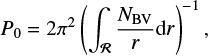 $$\begin{equation} P_0=2\pi^2\left(\int_{\mathcal{R}} \frac{N_\mathrm{BV}}{r}\mathrm{d}r\right)^{-1}, \end{equation} $$