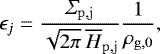 \begin{equation*} \epsilon_j = \frac{\varSigma_{\rm{p,}{j}}}{\sqrt{2 \pi} \ \overline{H}_{\rm{p,}{j}}} \frac{1}{\rho_{\rm{g,0}}},\end{equation*}
