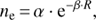 $${n_{\rm{e}}} = \alpha \cdot {{\rm{e}}^{ - \beta \cdot R}},$$