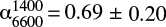 ${\rm {\alpha}}_{6600}^{1400} {=} 0.69\pm0.20$