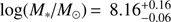 $\log ({{M}_{*}}/{{M}_{\odot }})={8.16}_{-0.06}^{+0.16}$