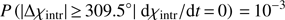 $$ P\left( {|\Delta \chi _{{\rm intr}} |\; \ge 309.5^\circ | \; {\rm d}\chi _{{\rm intr}} /{\rm d}t = 0} \right) = 10^{ - 3} $$