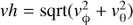 $ {v}h=\mathrm{sqrt}({v}_\phi ^2 + {v}_\theta ^2) $