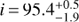 $ i = 95.4_{ - 1.9}^{ + 0.5} $