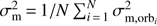 $ \textstyle\sigma_\mathrm m^2=1/N\mathrm\Sigma_{i=1}^N\sigma_{\mathrm m,{\text{orb}}_i}^2, $