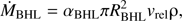 $$ \textstyle{\dot M}_\text{BHL}=\alpha_\text{BHL}\pi R_\text{BHL}^2v_\text{rel}\mathrm\rho, $$