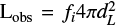 $ \mathrm{L}_{\mathrm{obs}} = f_i 4 \pi d_L^2 $