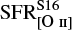 $ \mathrm{SFR}_{\mathrm{[\textsc{O II}]}}^{\mathrm{S16}} $
