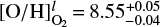 $ [\mathrm{O/H}]_{\mathrm{O}_2}^l {=} 8.55^{+0.05}_{-0.04} $