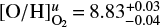 $ [\mathrm{O/H}]_{\mathrm{O}_2}^u {=} 8.83^{+0.03}_{-0.04} $