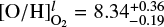 $ [\mathrm{O/H}]_{\mathrm{O}_2}^l = 8.34^{+0.36}_{-0.19} $