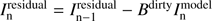 $ I_{\text{n}}^{\text{residual}} = I_{{\text{n}}-1}^{\text{residual}} - B^{\text{dirty}} I_{\text{n}}^{\text{model}} $
