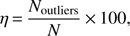 $$ \eta=\frac{N_\text{outliers}}N\times100, $$