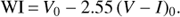 ${\rm{WI}} = {V_0} - 2.55{\left( {V - I} \right)_0}.$