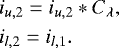 \begin{equation*} \begin{aligned} & i_{u,2} = i_{u,2}*C_{\lambda}, \\ & i_{l,2} = i_{l,1}. \end{aligned} \end{equation*}