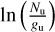 $ \ln \left(\frac{N_{\mathrm{u}}}{\mathit{g}_{\mathrm{u}}}\right) $