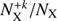 $ N^{+k}_{\mathrm{X}}/N_{\mathrm{X}} $
