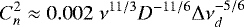 \begin{equation*} C_n^2 \approx 0.002 \; \nu^{11/3} D^{-11/6} {\mathrm \Delta} \nu_d^{-5/6}\end{equation*}