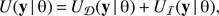$ \begin{aligned} U(\mathbf{y}\,|\,\uptheta )\,{=}\,U_\mathcal D (\mathbf{y}\,|\,\uptheta )\,{+}\,U_\mathcal I (\mathbf{y}\,|\,\uptheta ), \end{aligned} $