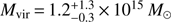 $ {{M}_{\text{vir}}}=1.2_{-0.3}^{+1.3}\times {{10}^{15}}{{M}_{\odot }} $