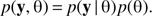$ \begin{aligned} p(\mathbf{y},\uptheta )\,{=}\,p(\mathbf{y}\,|\,\uptheta )p(\uptheta ). \end{aligned} $