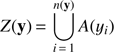$ \begin{aligned} Z(\mathbf{y})\,{=}\,\bigcup _{i\,{=}\,1}^{n(\mathbf{y})} A(y_i) \end{aligned} $