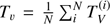 $ T_(\upsilon) =\frac{1}{N}\sum_i^{N} T_V^{(i)} $