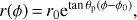 $$ r{(\varphi)}=r_0e^{\tan\theta_\mathrm p{(\varphi-\varphi_0)}}, $$
