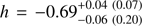 $ h = - 0.69_{ - 0.06\;\left( {0.20} \right)}^{ + 0.04\;\left( {0.07} \right)} $