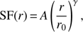 $ \begin{aligned} \mathrm{SF}(r)\,{=}\,A \left(\frac{r}{r_0}\right)^\gamma , \end{aligned} $