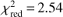 $ \chi _{{\rm{red}}}^2 = 2.54 $