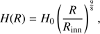 $ \begin{aligned} H(R)=H_0 \left(\frac{R}{R_\mathrm{inn}}\right)^{\frac{9}{8}}, \end{aligned} $