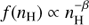 $ f(n_{\mathrm{H}})\propto n_{\mathrm{H}}^{-\beta} $
