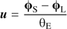 $$ u=\frac{{\mathrm\varphi}_\mathrm S-{\mathrm\varphi}_\mathrm L}{{\mathrm\theta}_\mathrm E} $$