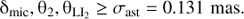 $$ {\mathrm\delta}_\text{mic},{\mathrm\theta}_2,{\mathrm\theta}_{{\text{LI}}_2}\geq\sigma_\text{ast}=0.131\text{mas.} $$