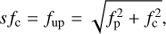 $ \begin{aligned} s f_\mathrm{c} = f_\mathrm{up} = \sqrt{f_\mathrm{p}^2 + f_\mathrm{c}^2}, \end{aligned} $