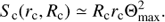 $ \begin{aligned} {S_\mathrm{c}}({{r_\mathrm{c}},{R_\mathrm{c}}}) \simeq {R_\mathrm{c}}{r_\mathrm{c}} {{\Theta }}^{2}_\mathrm{max}. \end{aligned} $