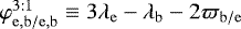 $\varphi^{3:1}_{\mathrm{e},\mathrm{b} / \mathrm{e},\mathrm{b}} \equiv 3 \lambda_{\mathrm{e}} - \lambda_{\mathrm{b}} - 2\varpi_{\mathrm{b/e}} $