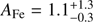 $ A_\mathrm{{Fe}}=1.1^{+1.3}_{-0.3} $