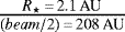 $\frac{{{R_{\star}}}\,{=}\,2.1\,\textrm{AU}}{(beam/2)\,{=}\,208\,\textrm{AU}}$