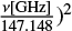 $\frac{\nu[\textrm{GHz}]}{147.148})^2$