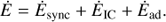 $$ \begin{aligned} \dot{E} = \dot{E}_{\rm sync} + \dot{E}_{\rm IC} + \dot{E}_{\rm ad}. \end{aligned} $$