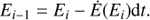 $$ \begin{aligned} E_{i-1} = E_i - \dot{E}(E_i) \mathrm{d}t. \end{aligned} $$