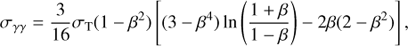 $$ \begin{aligned} \sigma _{\gamma \gamma } = \frac{3}{16} \sigma _{\rm T}(1-\beta ^2) \left[ (3-\beta ^4) \ln \left( \frac{1+\beta }{1-\beta } \right) - 2\beta (2-\beta ^2) \right], \end{aligned} $$